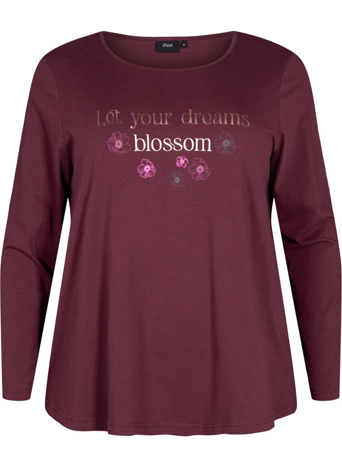 Katoenen nachthemd met tekstopdruk, Rood, Packshot image number 0