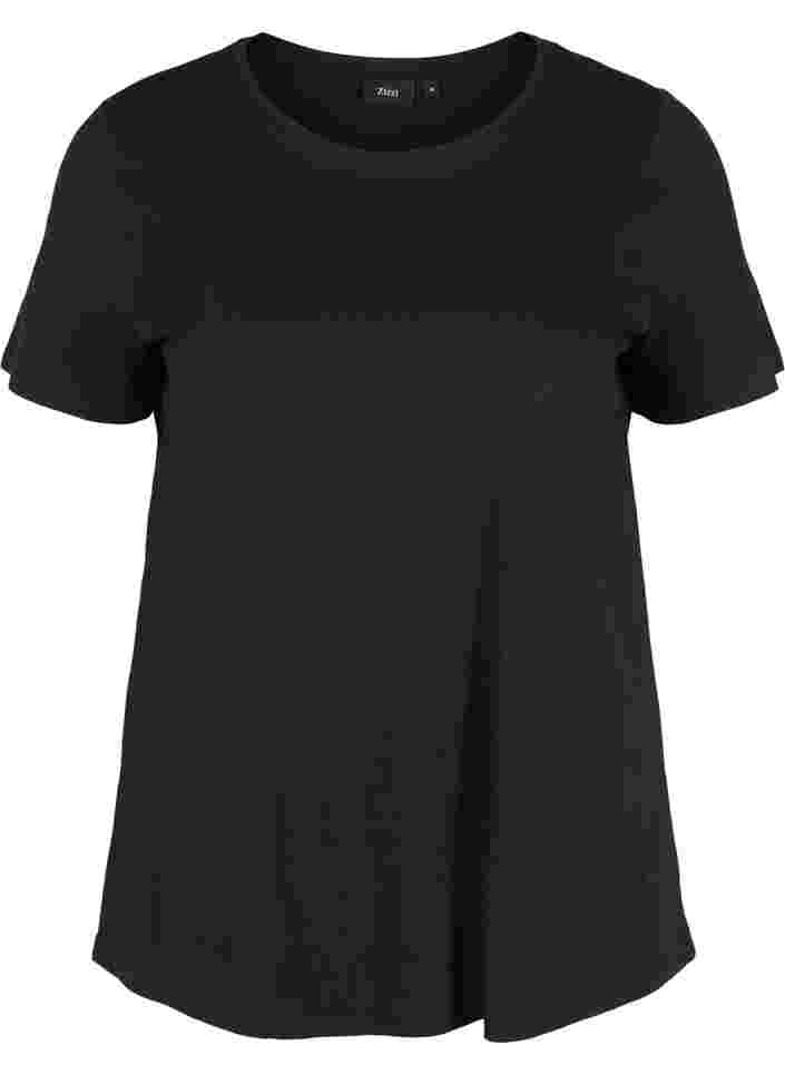 Set van 2 katoenen t-shirts met korte mouwen, Black/Bright White, Packshot image number 2