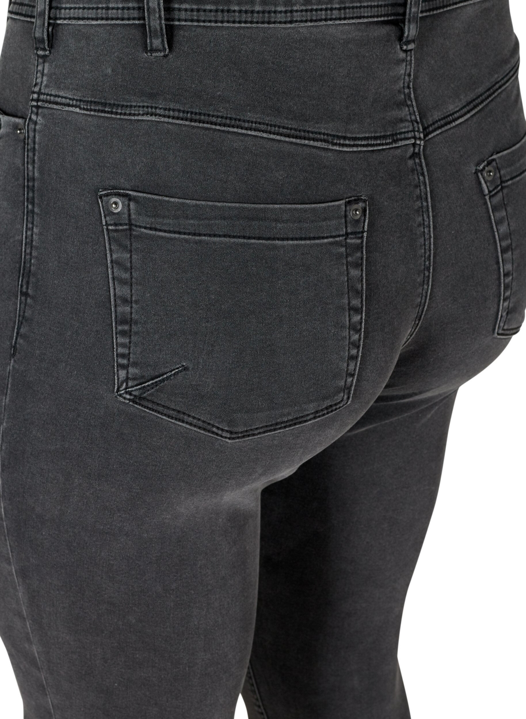 Zizzi Gecropte Amy jeans met ritssluiting details, Grijs, Packshot image number 3