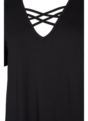 Nachthemd met korte mouwen en v-hals, Black, Packshot image number 2