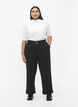 Broek met hoge taille en omslag, Black, Model image number 0