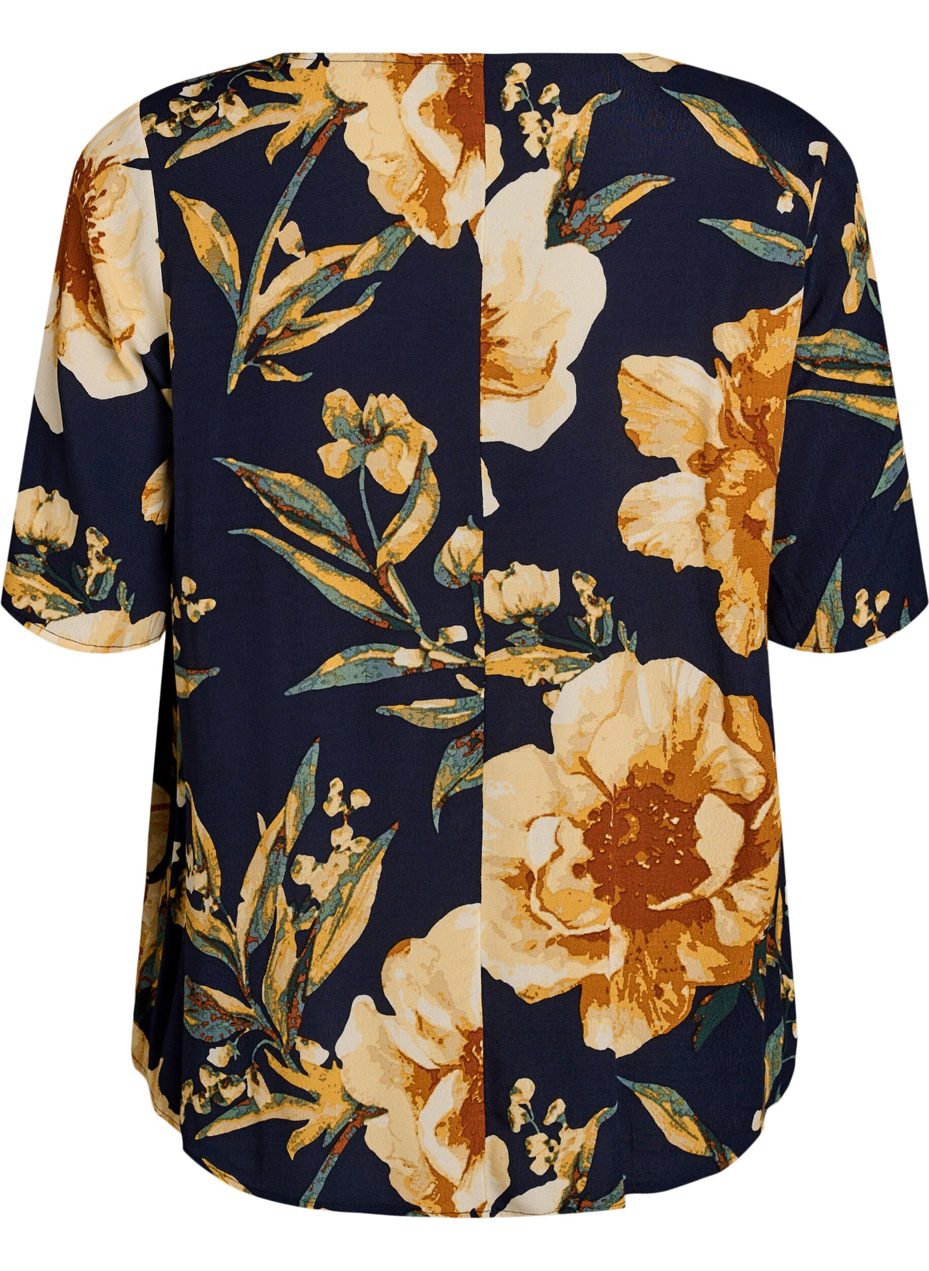 Zizzi Viscose blouse met korte mouwen met print, Blauw, Packshot image number 1