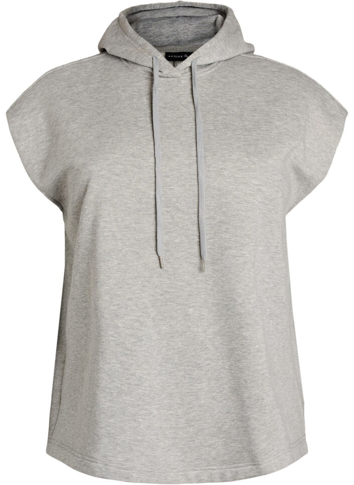 Sweatvest met capuchon en schoudervulling, Grijs, Packshot image number 0