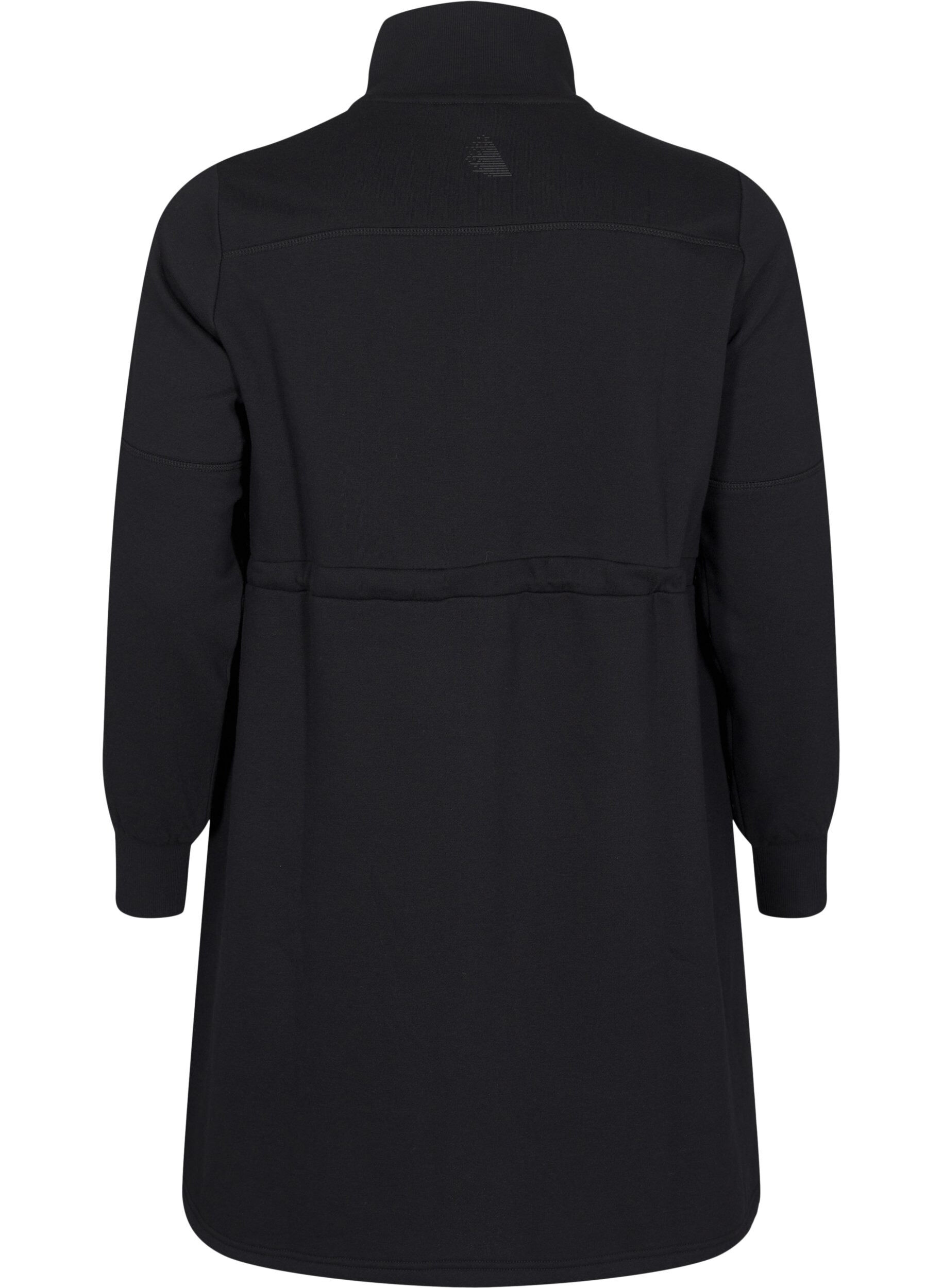 Zizzi Korte sweatshirt jurk met een col en verstelbare taille, Black, Packshot image number 1