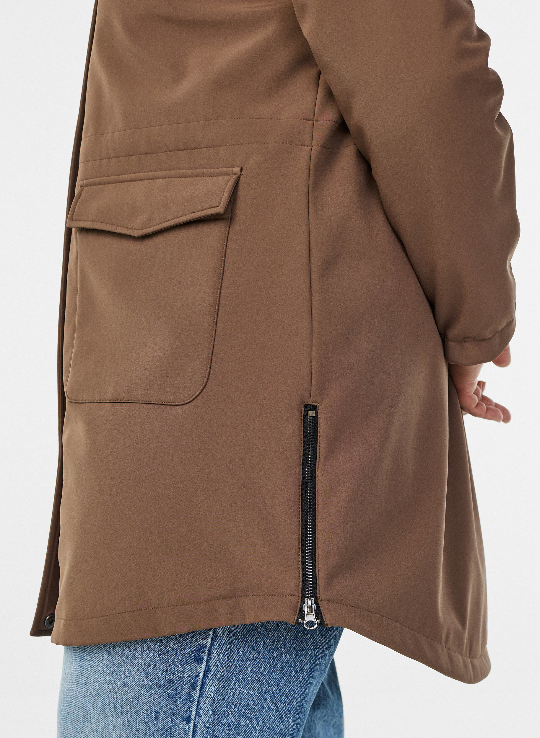 Zizzi Waterafstotende softshell-jas met gewatteerde voering, Bruin, Model image number 3