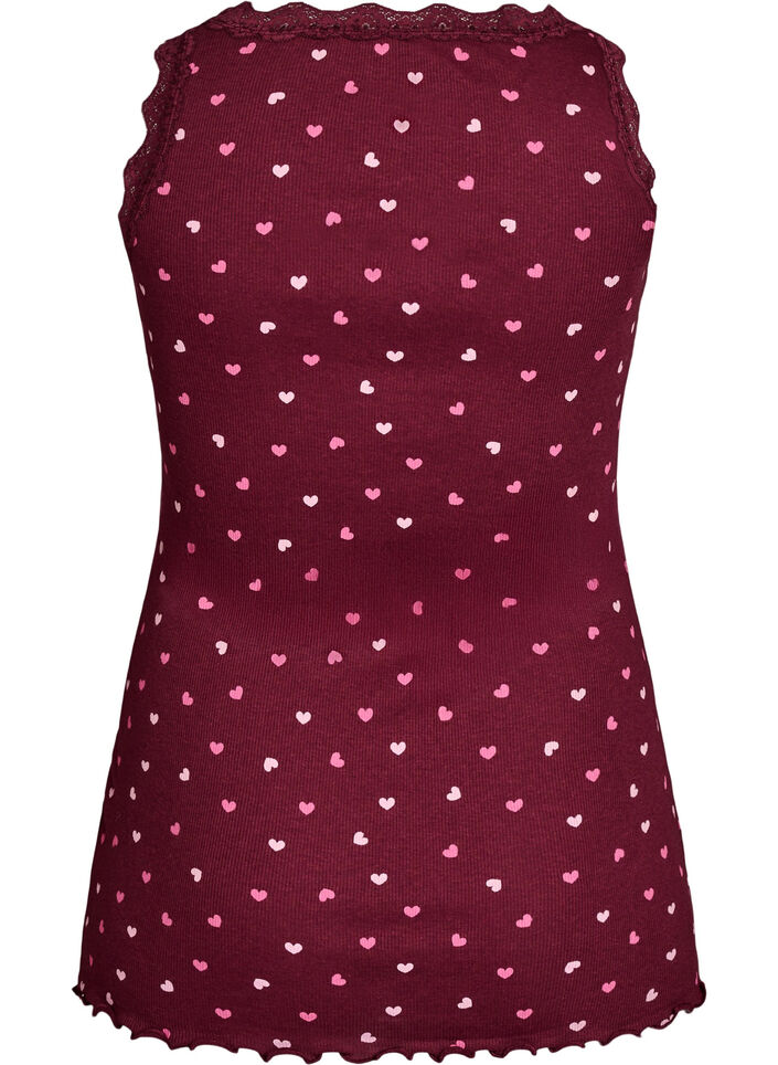 Top met print en kanten rand, Rood, Packshot image number 1