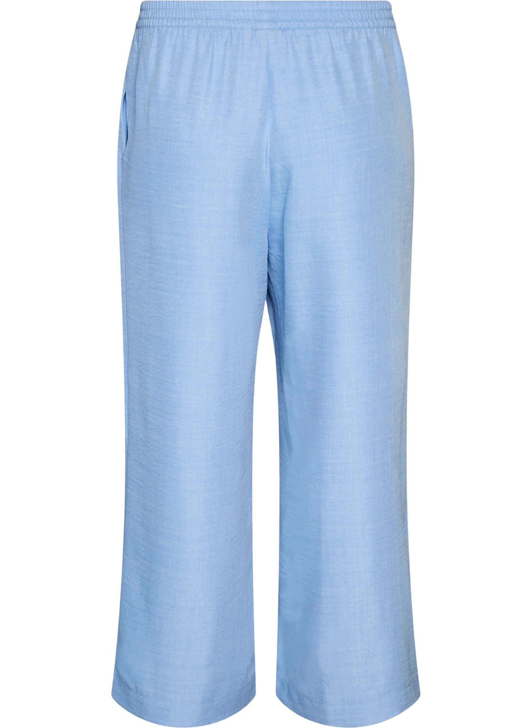 ZizziLosse broek met elastische tailleband en zakken, Blauw, Packshot image number 1