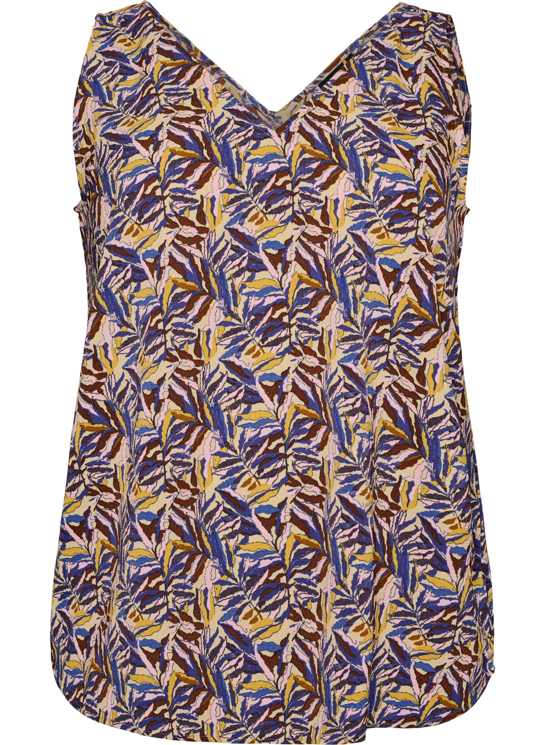 ZizziTop met print en V-hals, Blauw, Packshot image number 0