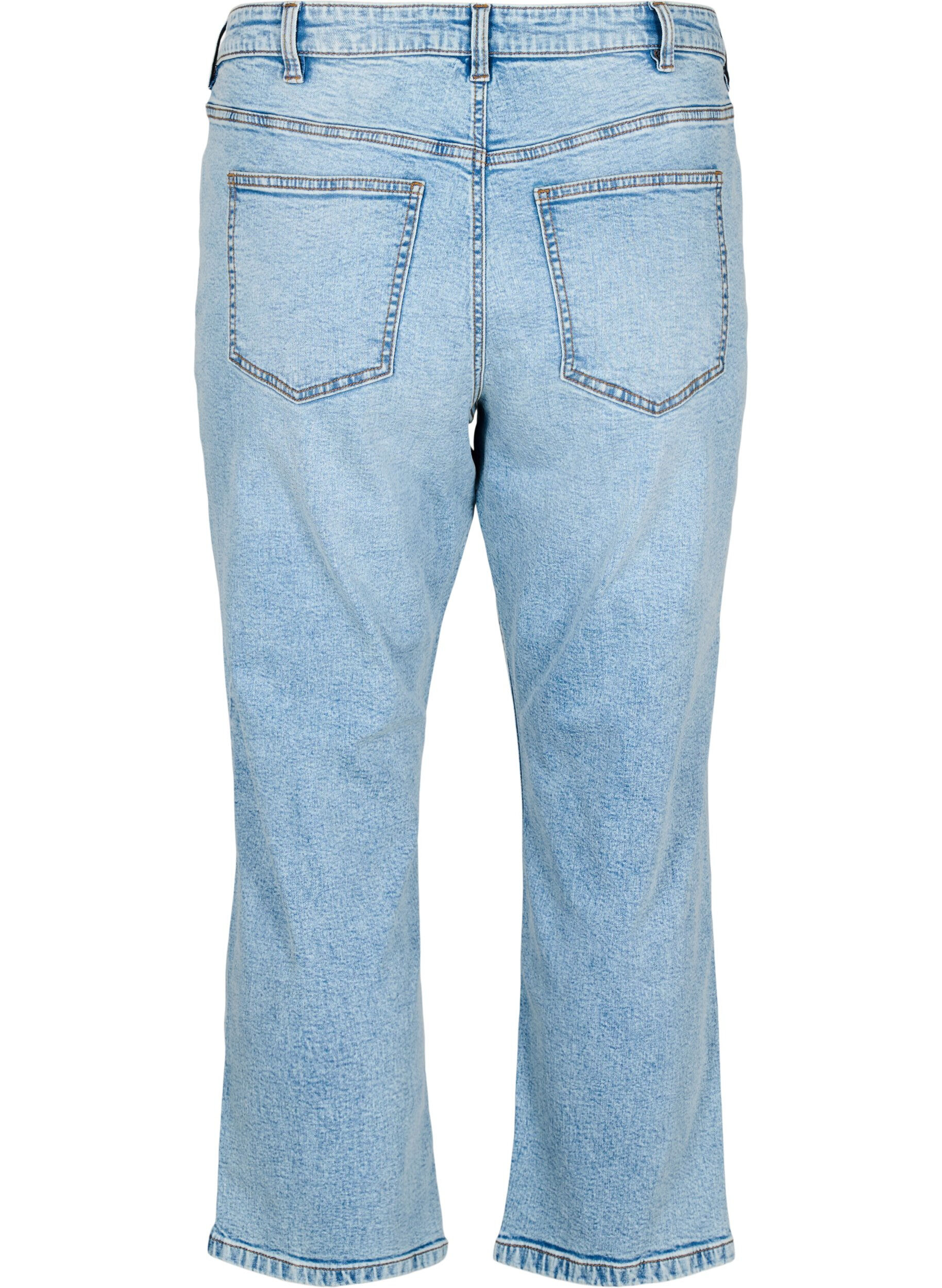 Zizzi Gecropte Vera jeans met distressed details, Blauw, Packshot image number 1