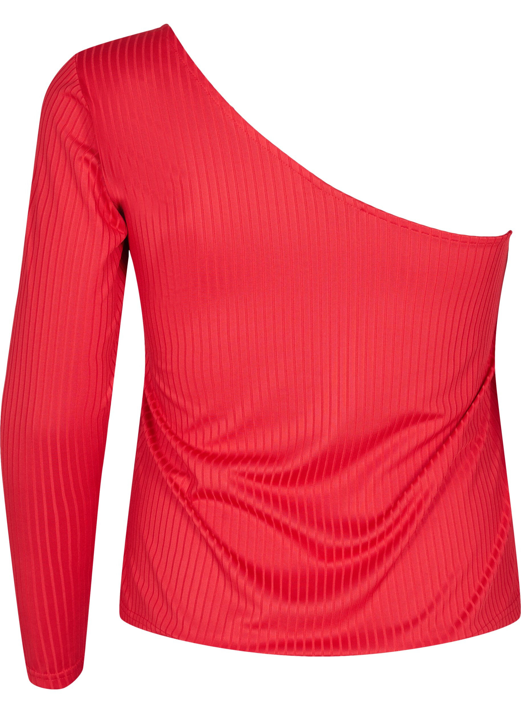 Zizzi Een-schouder blouse, Tango Red, Packshot image number 1