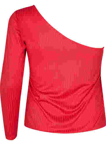 Een-schouder blouse, Tango Red, Packshot image number 1