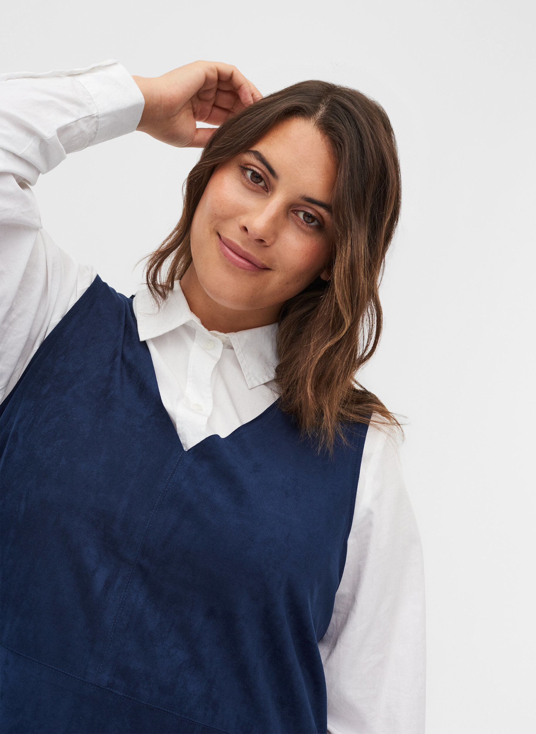 Zizzi Jurk zonder mouwen in a-lijn, Dark Blue, Model image number 2