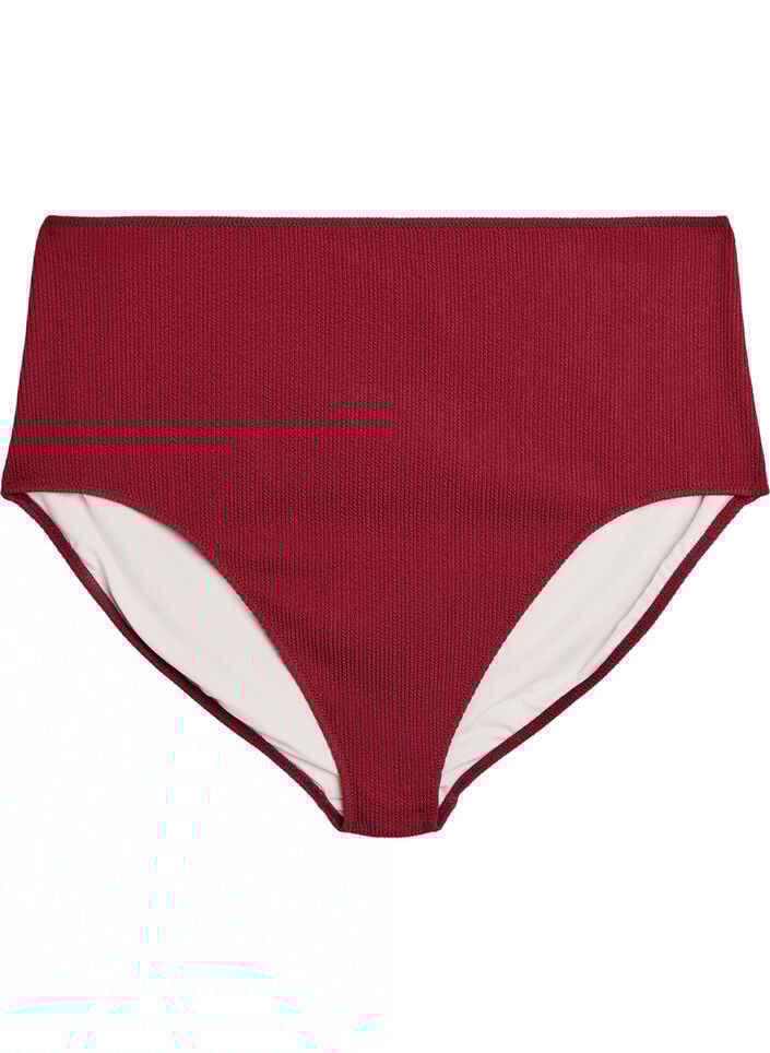 Bikinibroekje met hoge taille en textuur, Rood, Packshot