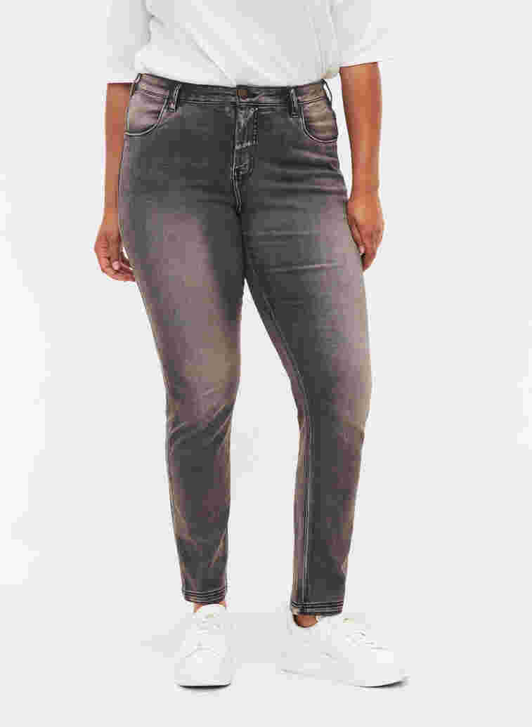 Slim-fit Emily jeans met normale taille, Dark Grey Denim, Model image number 2