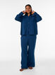 Losse pyjamabroek van katoenen mousseline, Blauw, Model image number 0