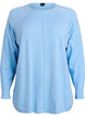 Gebreide blouse met ronde hals en gebreid patroon, Blauw, Packshot image number 0