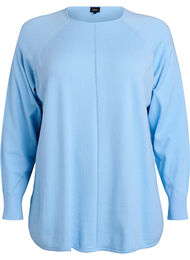 Gebreide blouse met ronde hals en gebreid patroon, Blauw
