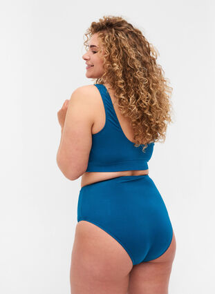 Bikinibroekje met hoge taille en print, Ink Blue, Model image number 1