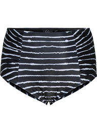 Gestreept bikinibroekje met hoge taille, Black White Stripe, Packshot