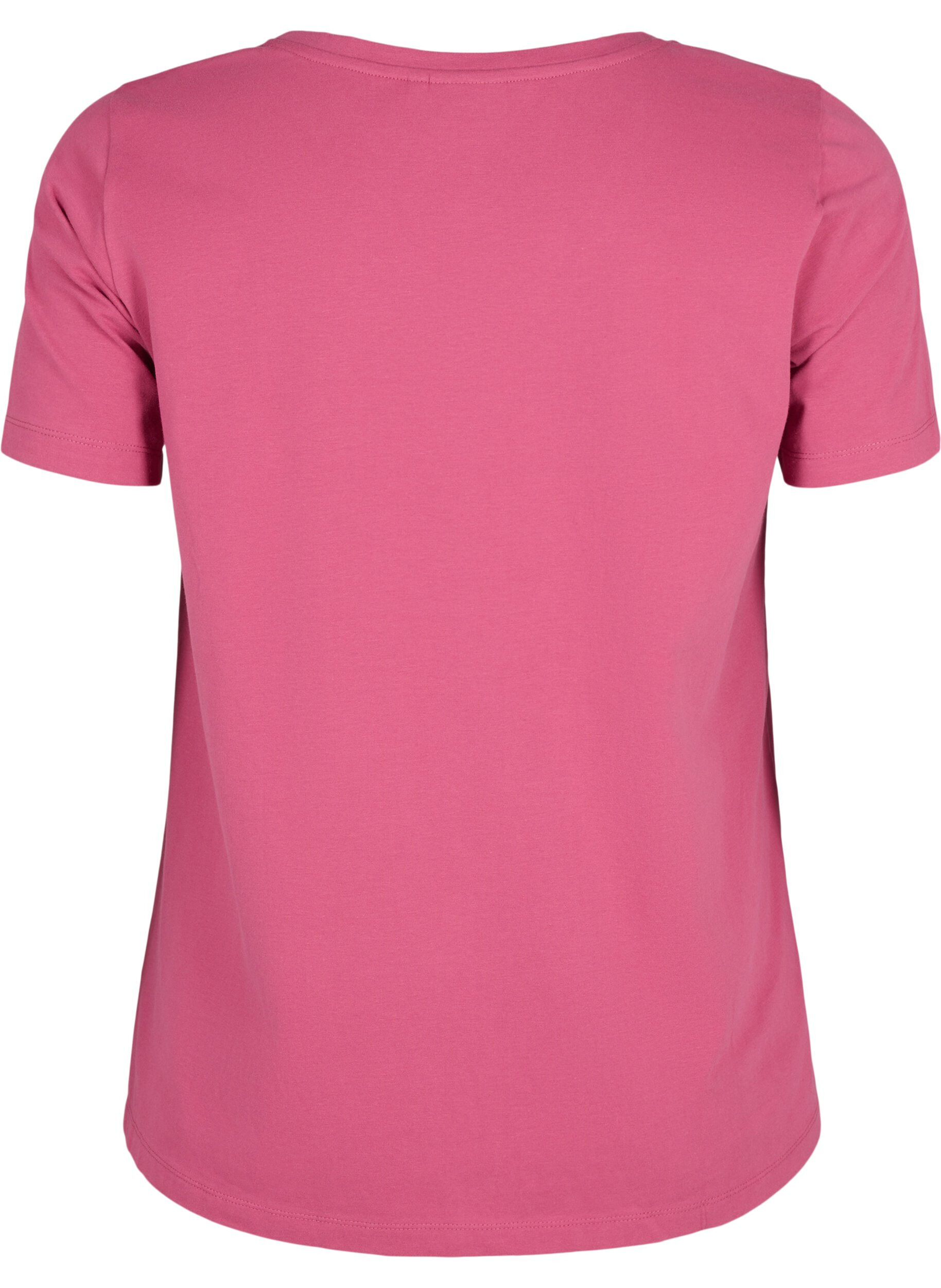 Zizzi Basic t-shirt in effen kleur met katoen, Rood, Packshot image number 1
