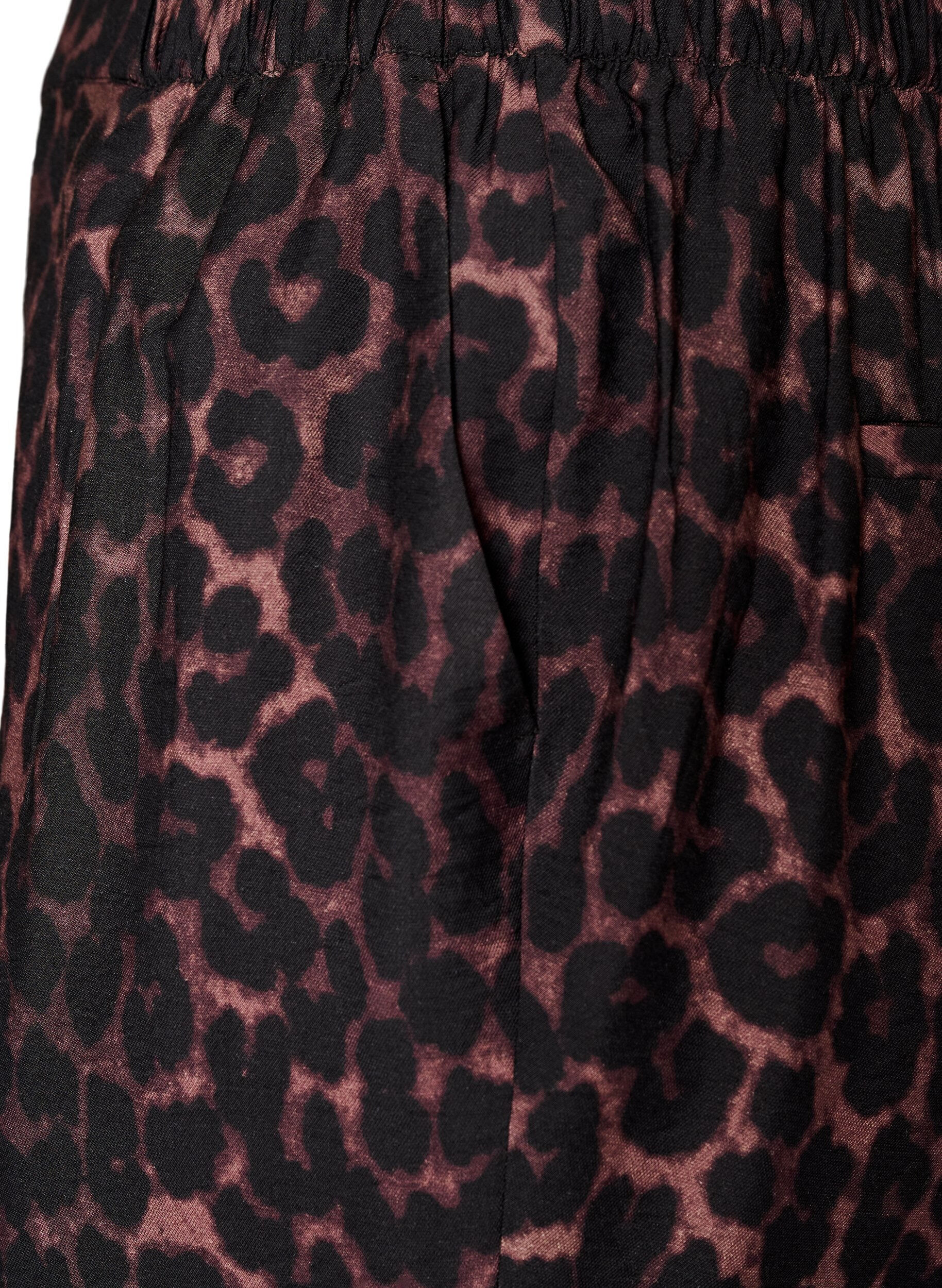 ZizziViscose broek met elastische taille en rechte pijpen, Bruin, Packshot image number 2