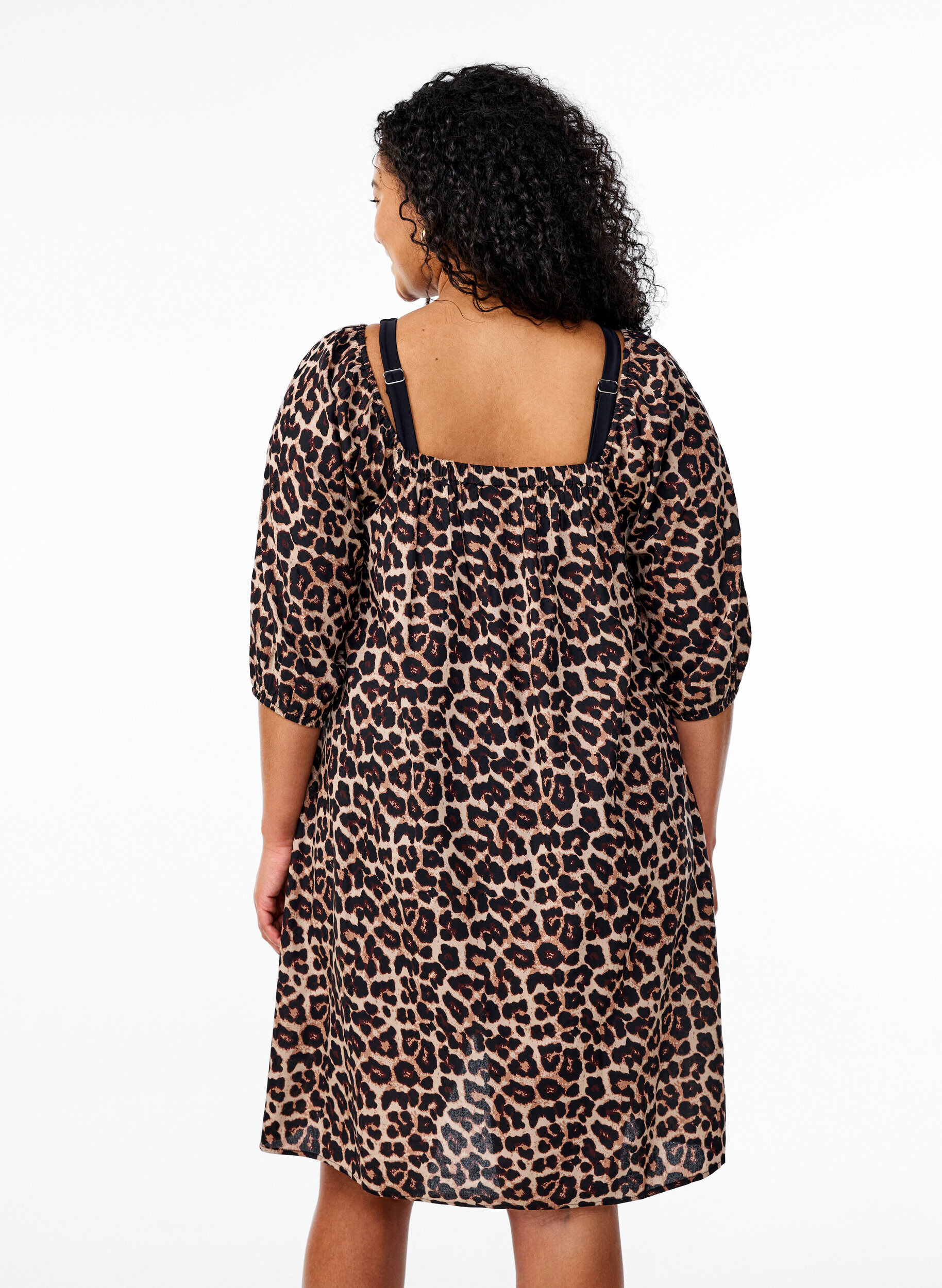 Zizzi Strandjurk in viscose met print, Beige, Model image number 2