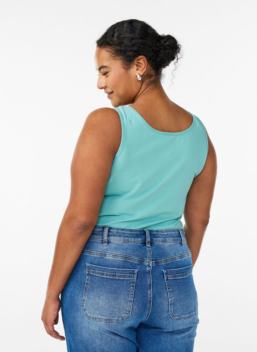 Effen basic top in katoen, Groen, Model image number 2