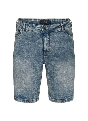 Denim shorts met hoge taille, Light blue denim, Packshot image number 0