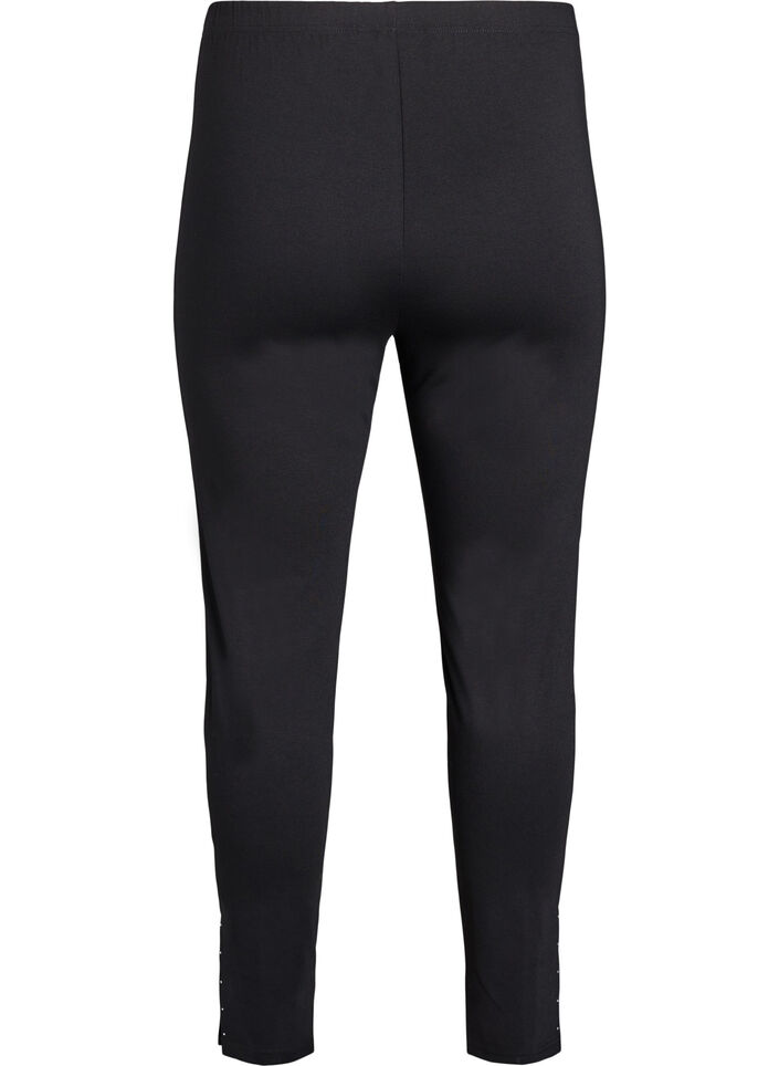 Leggings met splitjes en kleine steentjes, Zwart, Packshot image number 1