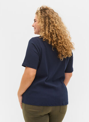 T-shirt met korte mouwen en knopen, Navy Blazer, Model image number 1