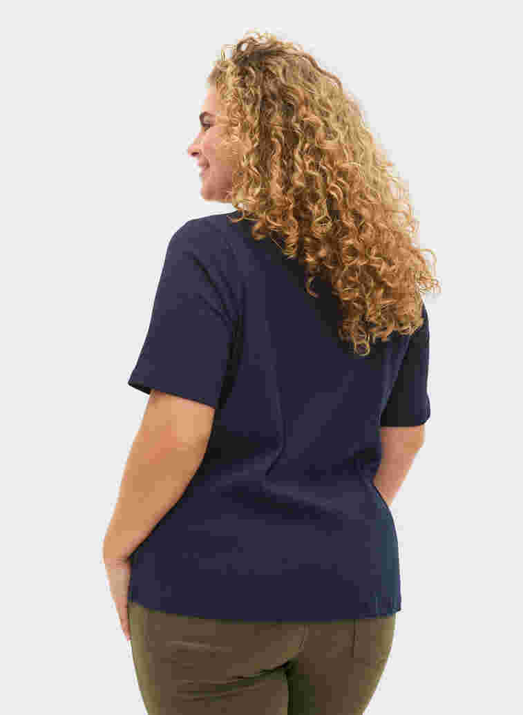 T-shirt met korte mouwen en knopen, Navy Blazer, Model image number 1