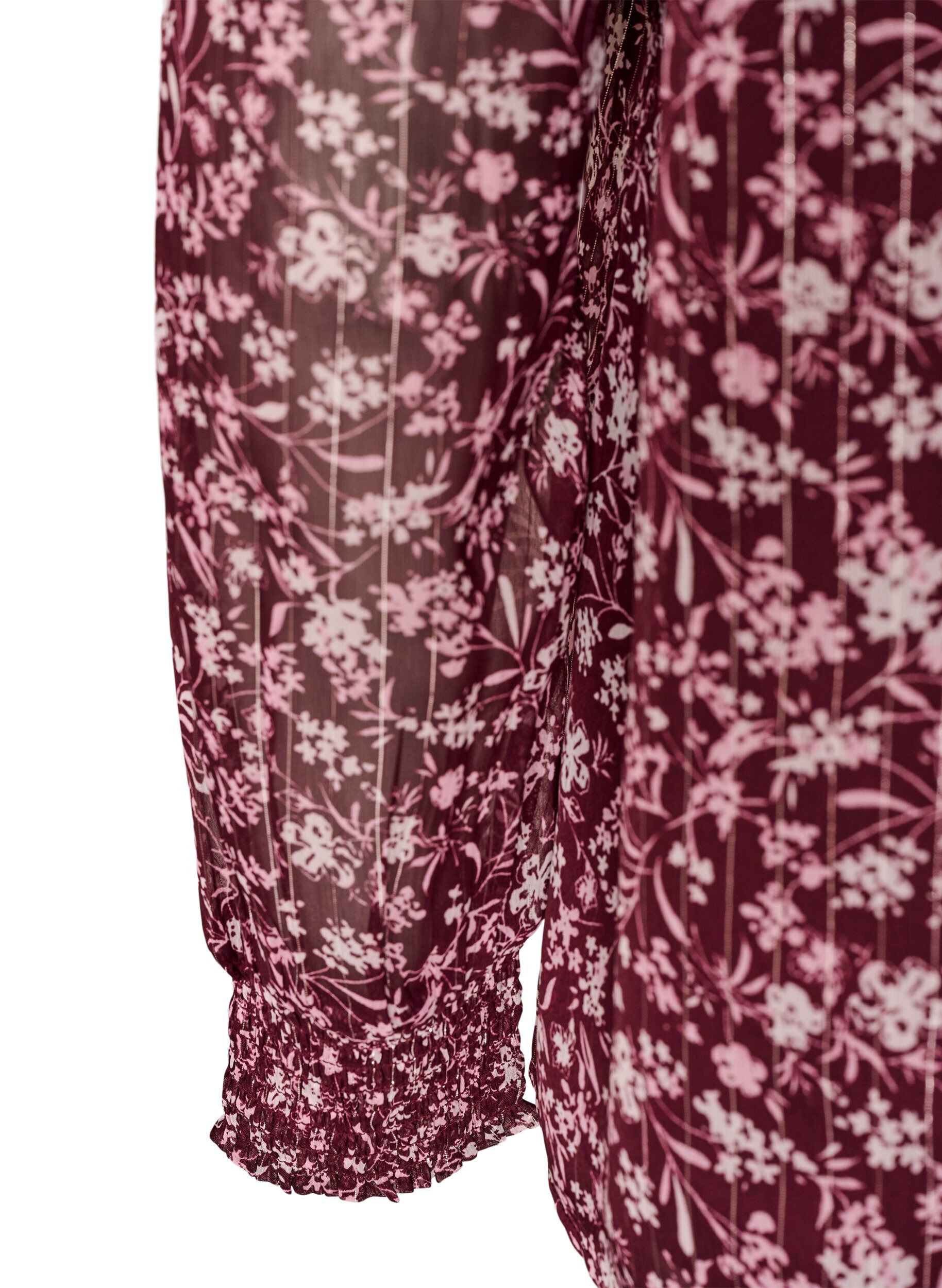 ZizziBlouse met bloemenprint en glitterdraad, Rood, Packshot image number 3