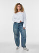 Barrel-fit jeans met een distressed wash, Blauw, Model image number 0