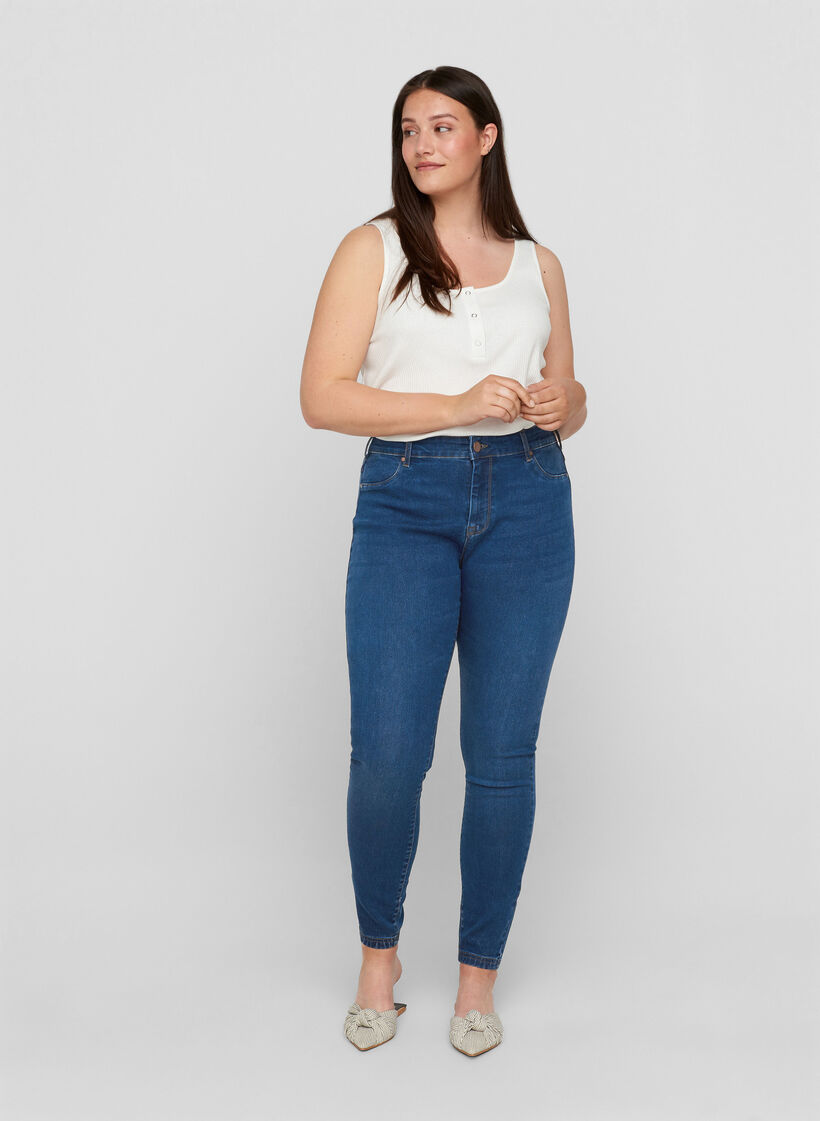 Jeggings in katoenmix, Blue denim, Model image number 0