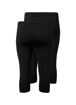 2-pack leggings met 3/4 lengte, Black, Packshot image number 1