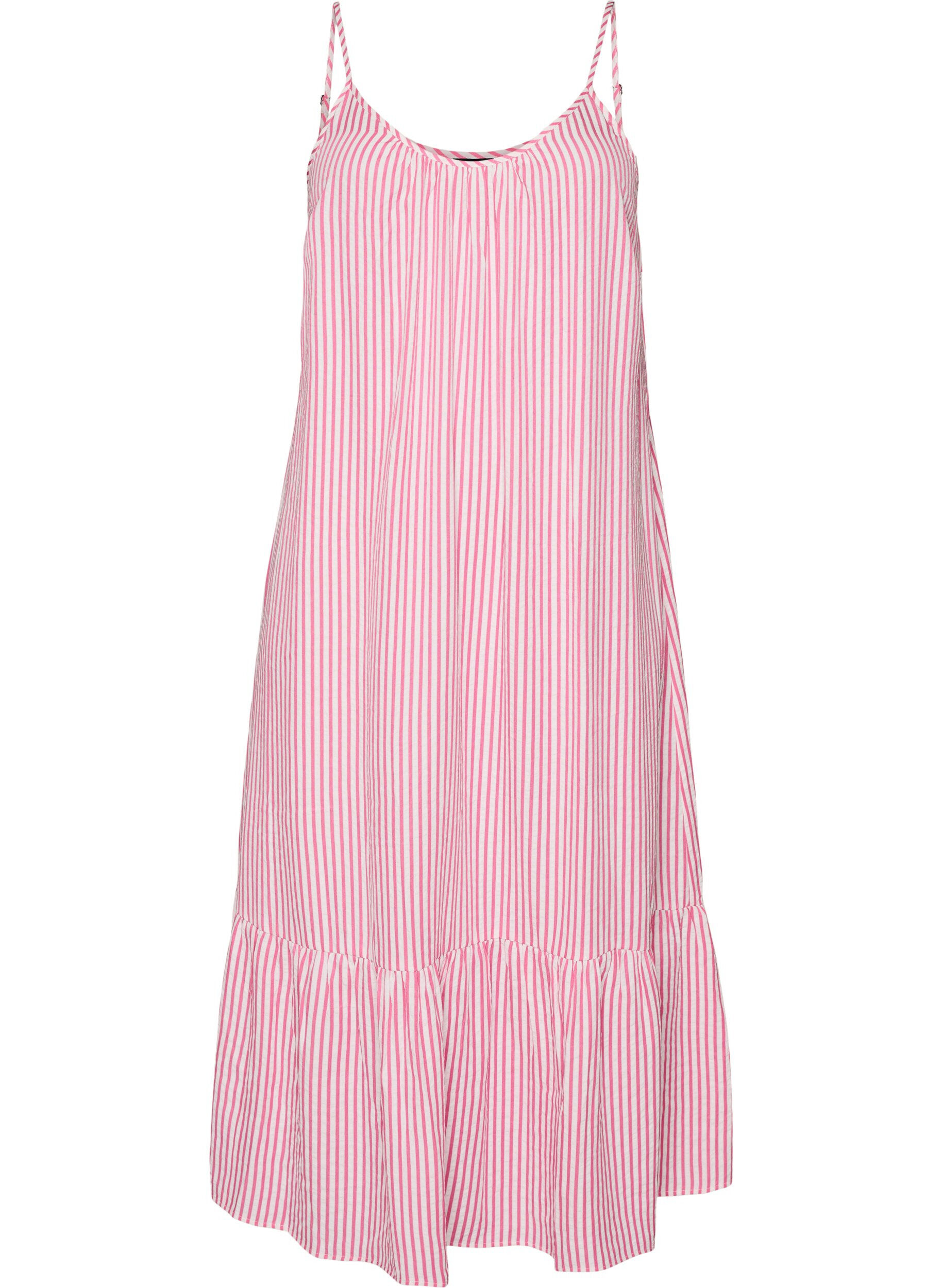 ZizziZomerjurk met strepen en A-lijn pasvorm, Roze, Packshot image number 0