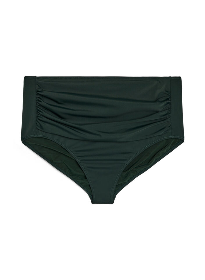 High waist bikinibroekje met drapering, Groen, Packshot image number 0