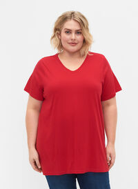 T-shirt met korte mouwen en a-vorm, Lipstick Red, Model