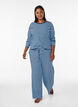Nachtbovenstuk met lange mouwen in geribde jersey met strepen, Blauw, Model image number 1