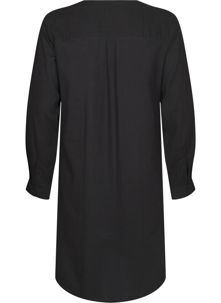 Lang shirt in linnen en viscose, Zwart, Packshot image number 1