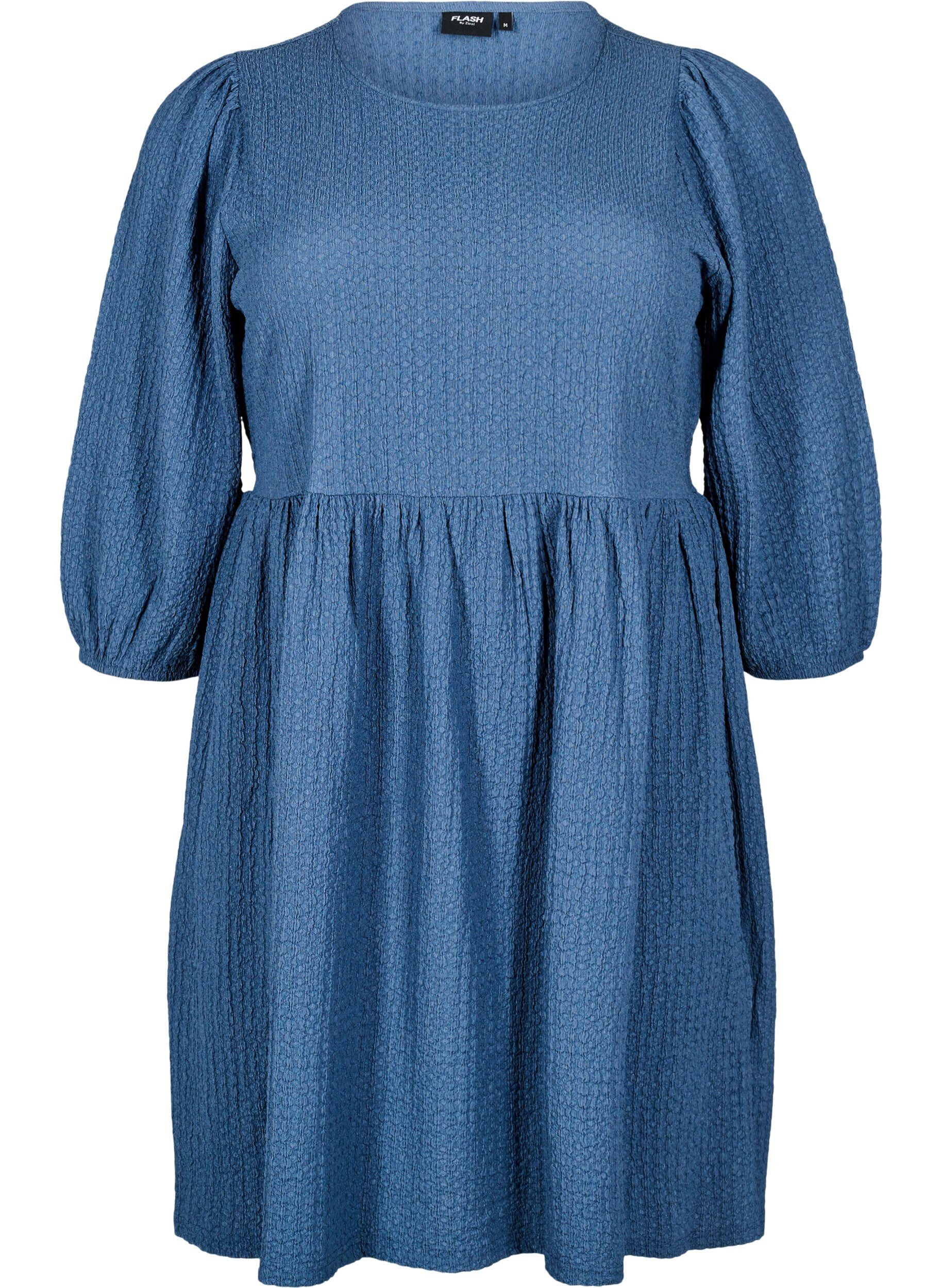 Zizzi FLASH - Korte jurk met textuur en 3/4 mouwen, Sargasso Sea, Packshot image number 0