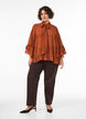 Blouse met striklint en ruches, Bruin, Model image number 1