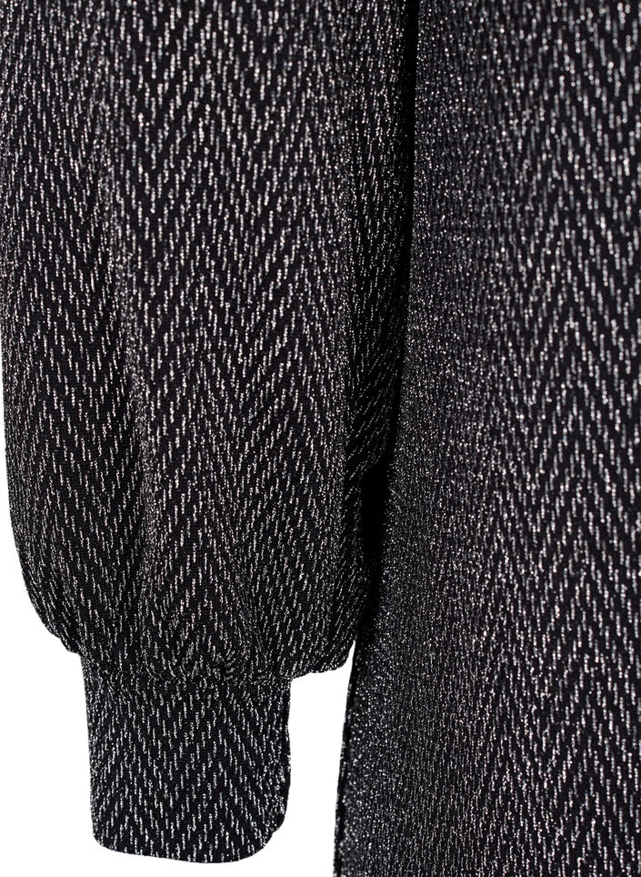 Jurk met zigzagpatroon en glitter, Silver ZigZagShimmer, Packshot image number 3