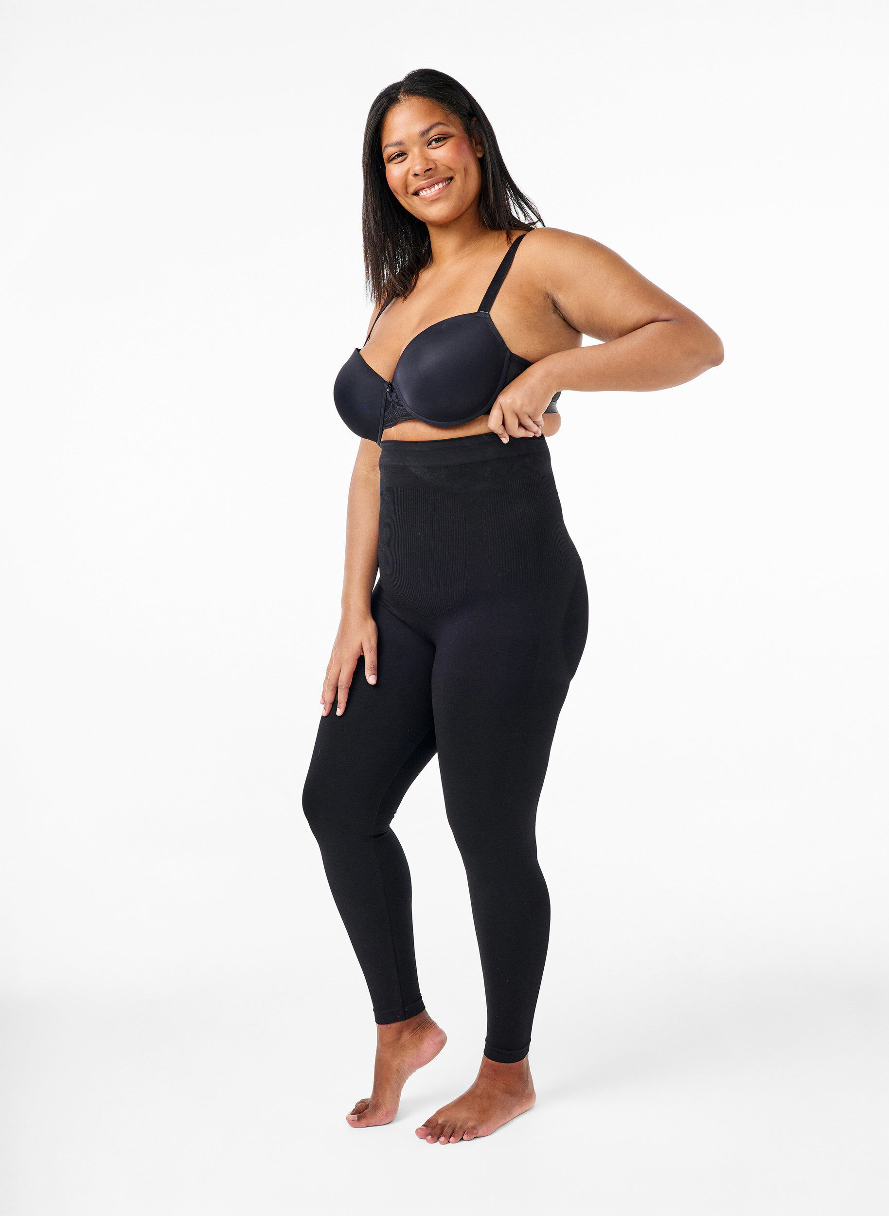Shapewear legging met hoge taille, Zwart, Model