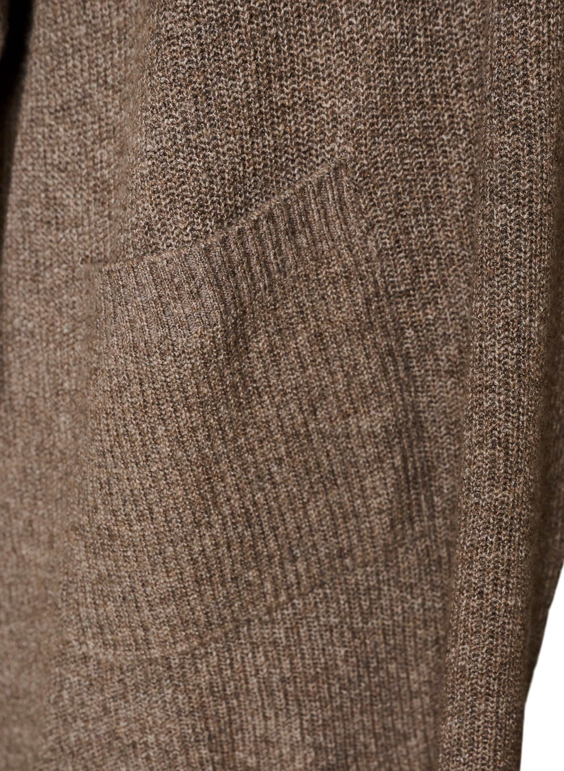 ZizziCardigan met open voorkant en wijde mouwen, Bruin, Packshot image number 3