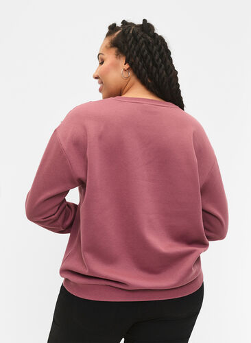 Sweatshirt met ruches en gehaakt detail, Rose Brown, Model image number 1