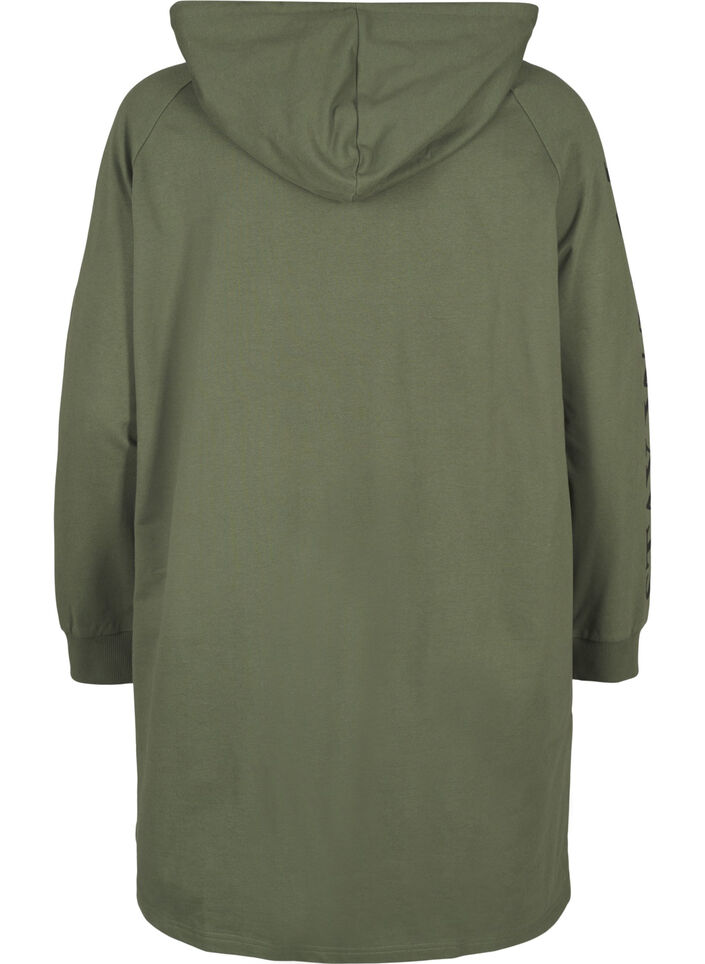 Oversized sweatshirt met print op de mouwen, Thyme w. Black, Packshot image number 1