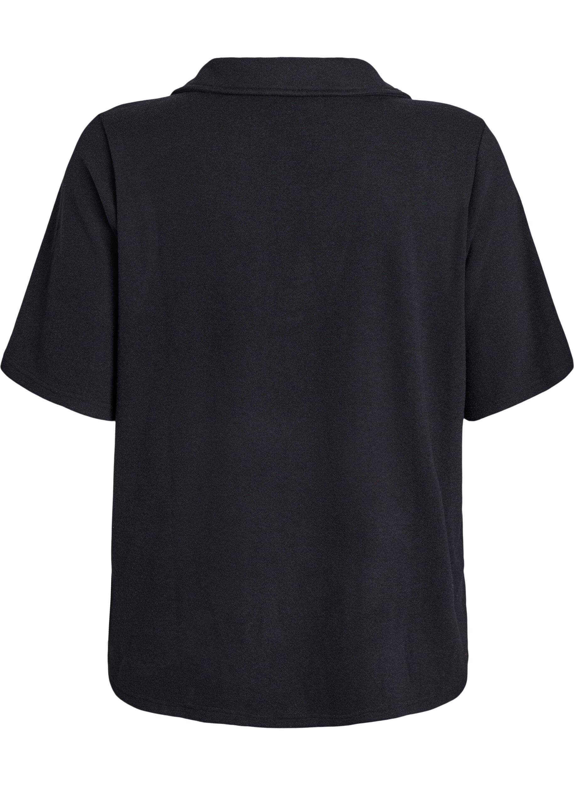 Zizzi Jerseyblouse met kraag en korte mouwen, Zwart, Packshot image number 1
