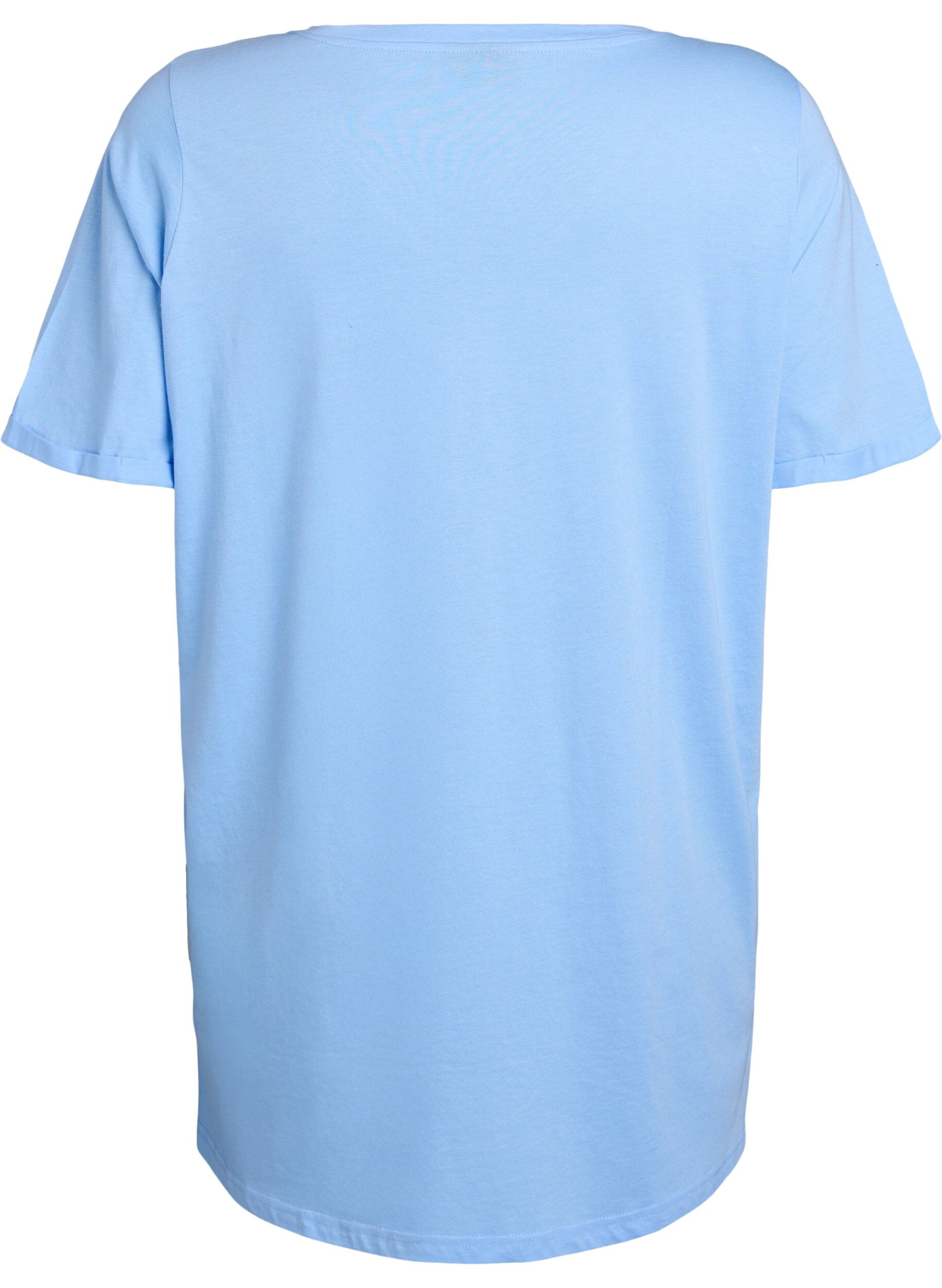 Zizzi Enkelkleurig oversized T-shirt met V-hals, Blauw, Packshot image number 1