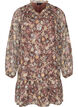 Chiffon jurk met bloemenprint en rucheslagen, Bruin, Packshot image number 0